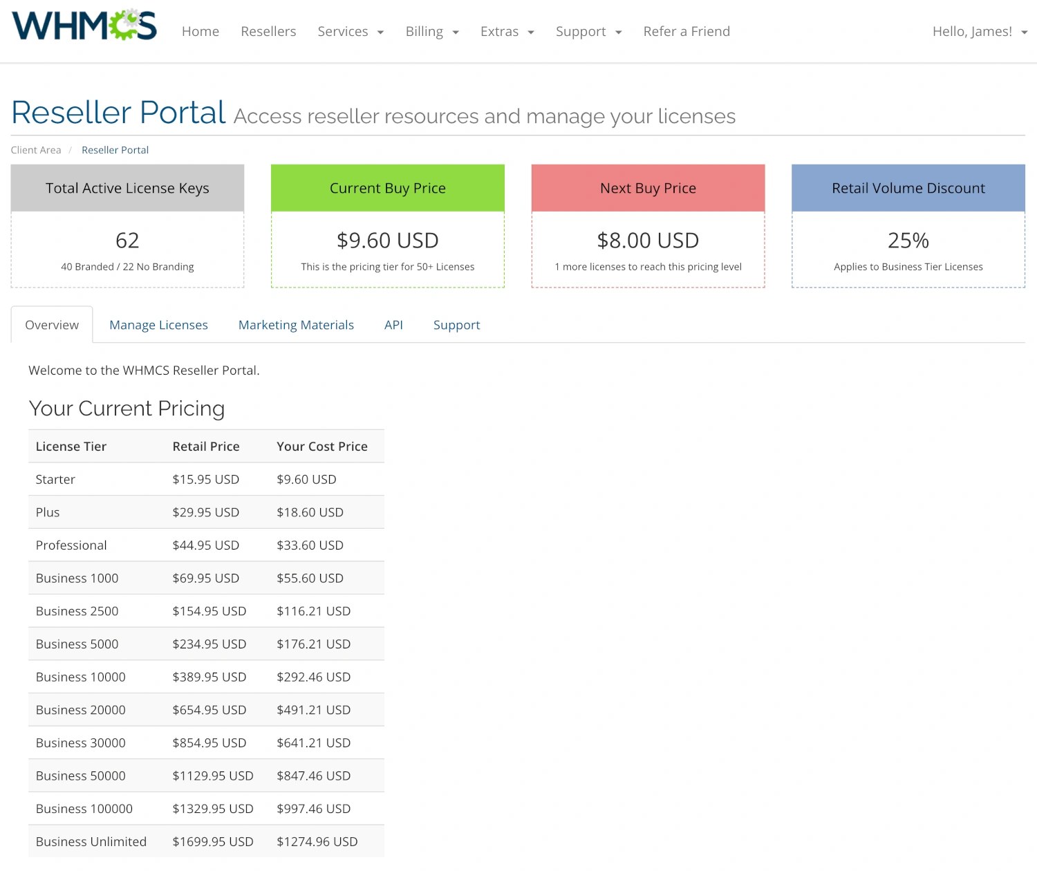 WHMCS Reseller Portal